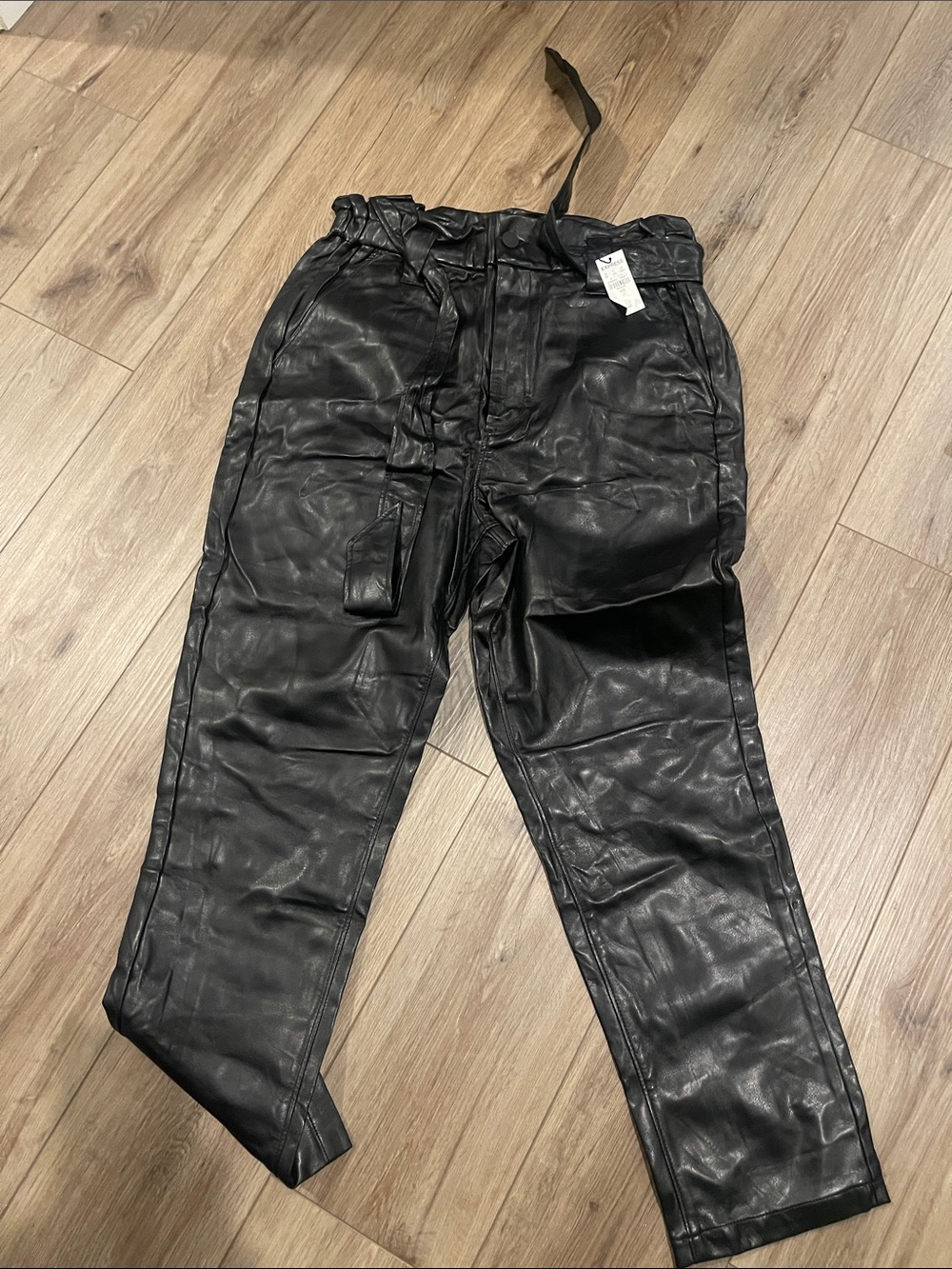 Express Faux Leather High-Waist Cargo Pants